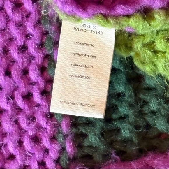 RARE Anthropologie FRNCH MAELIA - purple green knit Chunky Paris Cardigan S/M - Picture 9 of 14
